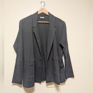 Pact Organic Cotton Knit Blazer Cardigan – Size L – Charcoal Gray